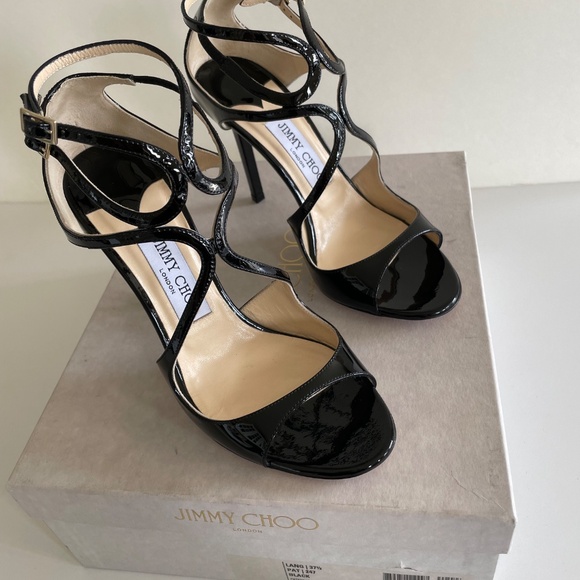 NEW - Jimmy Choo Lang Heels Sandals Black - Picture 2 of 9